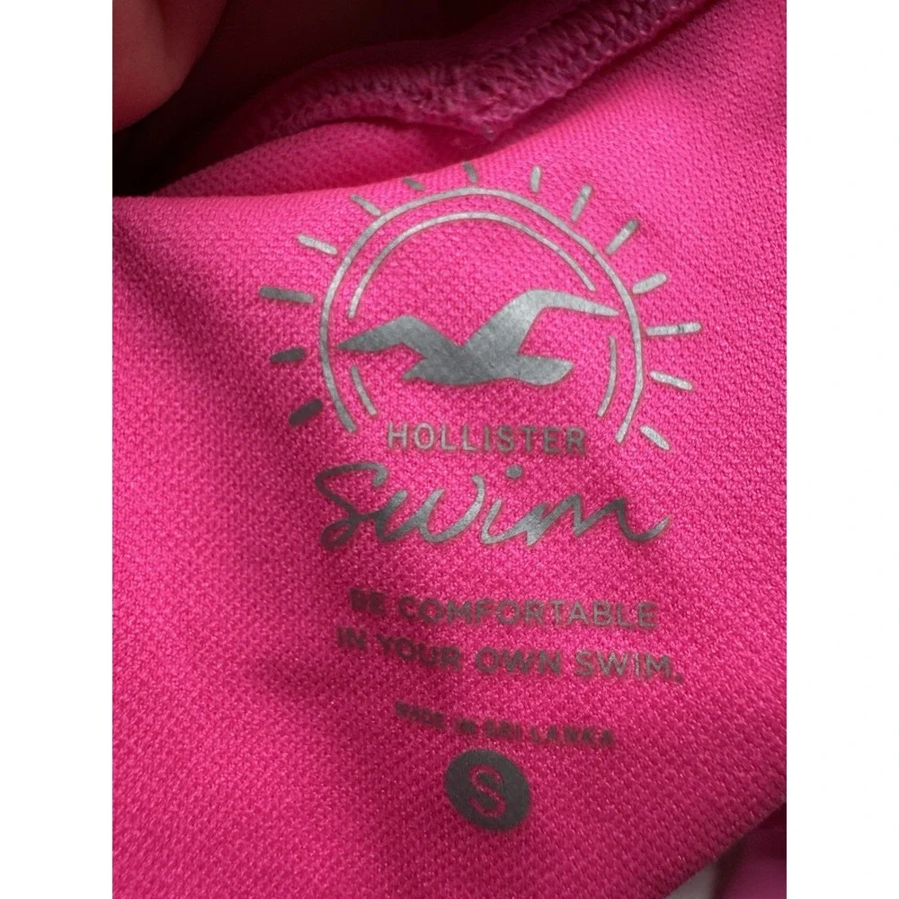Hollister Hot Pink Bikini Cheekiest High Cut V-Front Waist Size Small EUC 0155